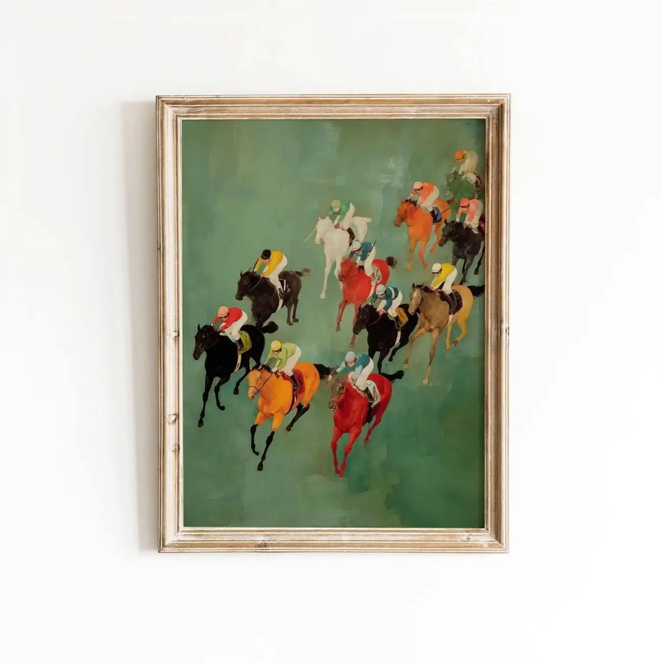 Vintage Horse Racing Wall Art Print Colorful Jockeys Equestrian Home Decor M