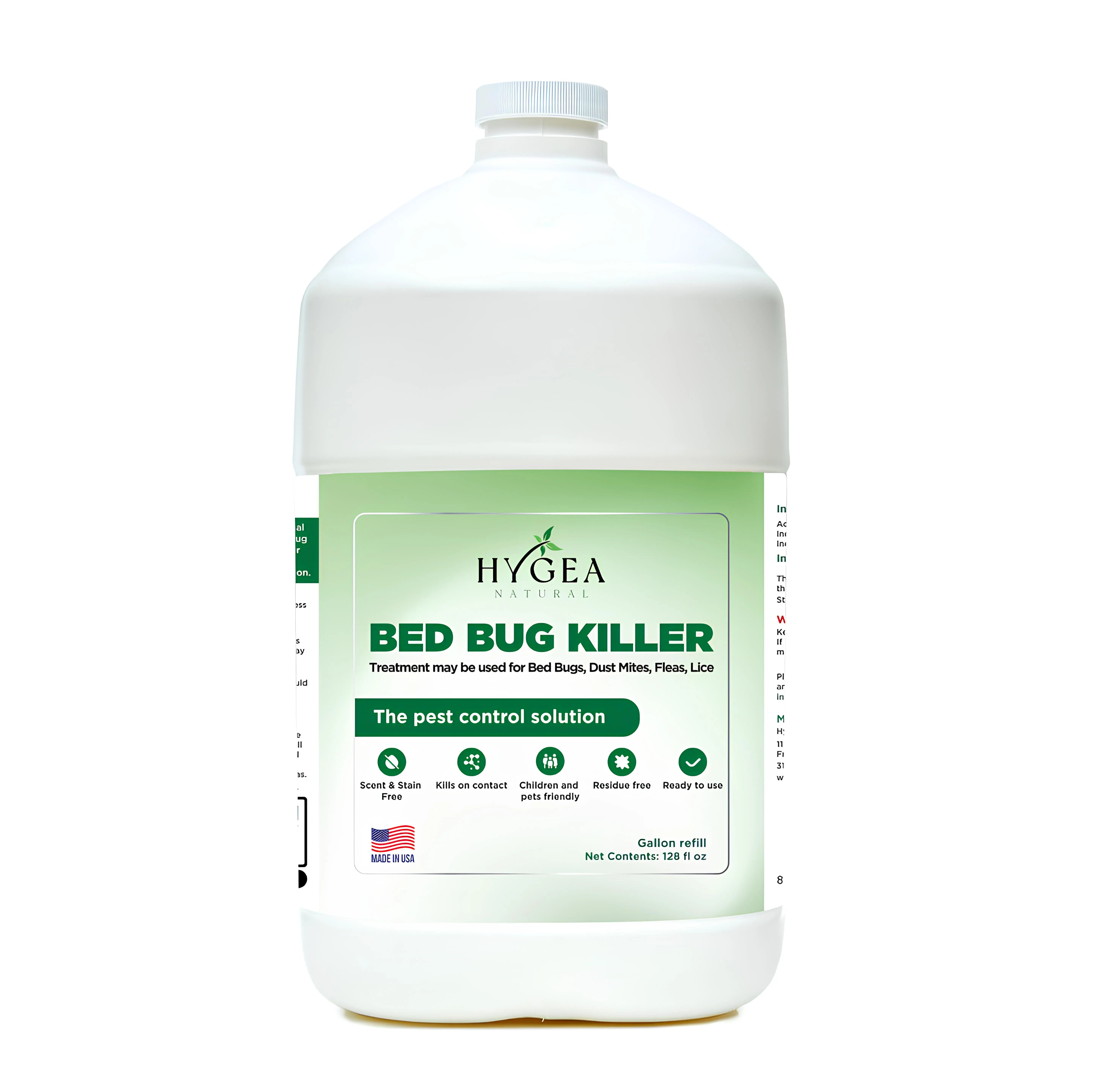 Hygea Natural Lice, Mite, and Bed Bug Natural Spray - Child & Pet Friendly - Immediate results - Stain & Odor Free (128 Ounce)