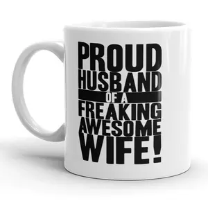 Proud Husband Of An Awesome Wife Mug Funny Valentines Day Coffee Cup - 11oz Funny Coffee Mugs Ceramic Printed Drinkware Cup Proud Husband Of An Awesome Wife Mug Funny Valentines Day Coffee Cup - 11oz Funny Coffee Mugs Ceramic Printed Drinkware Cup
