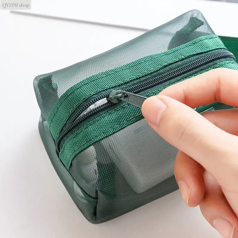 Unisex Minimalist Transparent Mesh Coin Pouch Organiser Set (6-Pack) - Portable Mini Zipper Mesh Pouches, Lightweight Compact Durable Casual Coin Holder for Change, Cards, Keys, Daily Use Travel Needs, Coin Holder/Purse