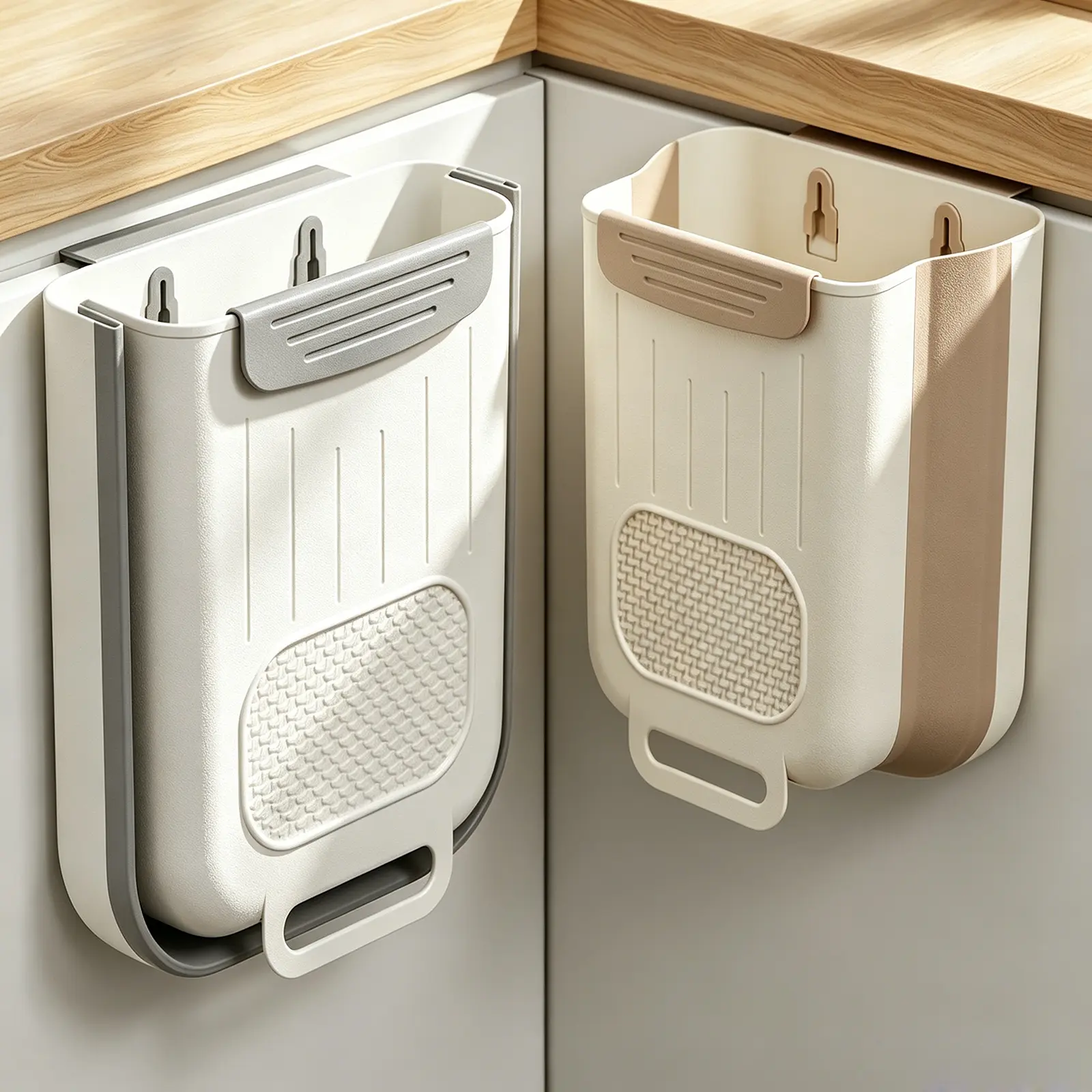 Collapsible Rubber Home Trash Can - Space-Saving Kitchen Waste Bin, Wall-Mountable Garbage Can for Kitchen Cabinet, Bathroom