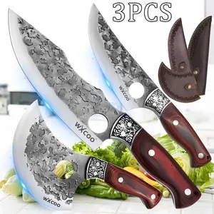 3PCS Stainless Steel Knife Set Multipurpose Sharp Chef Knife for Cooking Santoku Utility Paring Boning Fish Meat Cleaver Sashimi