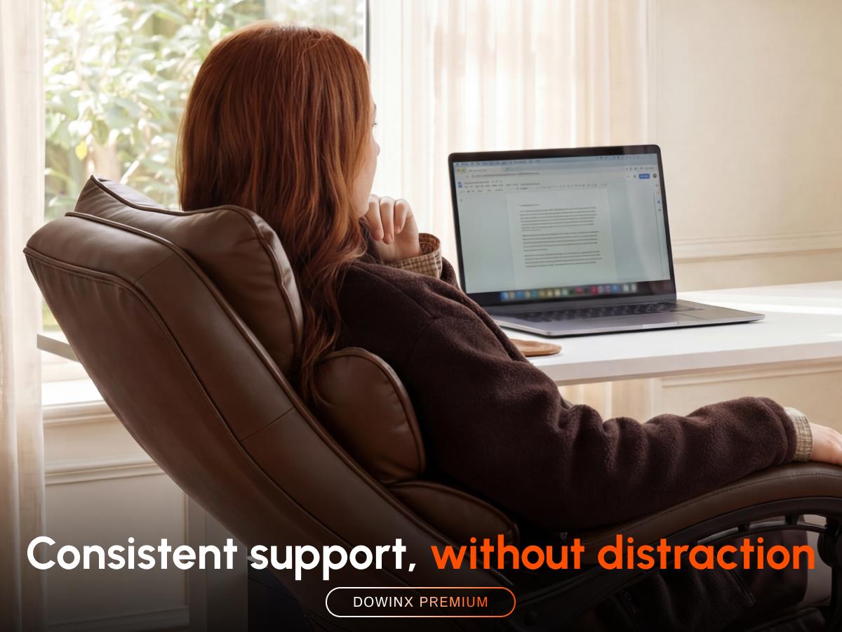 Dowinx Office Chair Big and Tall with Pocket Spring Cushion,High Back Computer Gaming Chairs with Linkage Armrests,Executive Desk Chairs with Footrest,PU Leather Brown,Fabric-Black