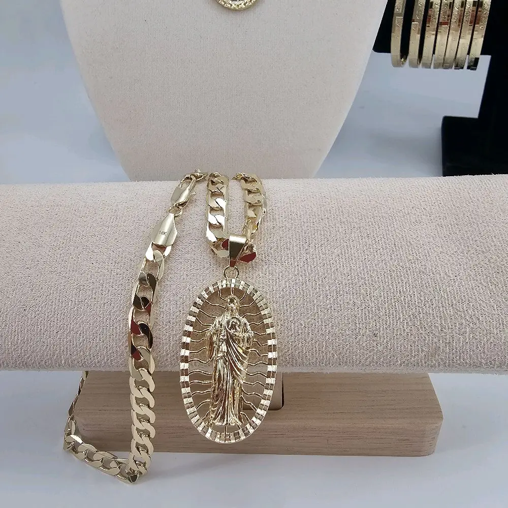 (41)  #2.  14K Gold plated san judas pendant and chain