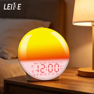 LEIKE 6.9" Sunrise Alarm Clock with White Noise Sound Machine, RGB Night Light, Dual Alarm, Sleep Timer, Bluetooth Bedside Lamp for Bedroom