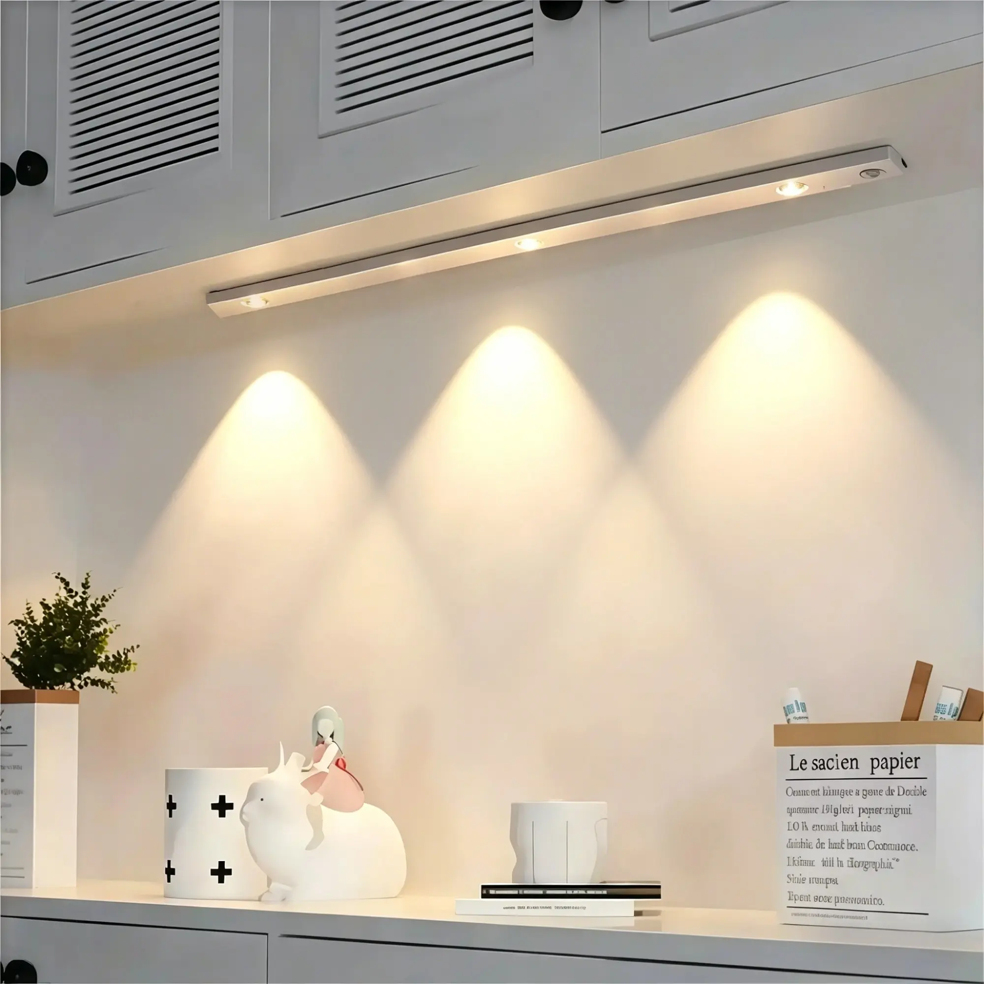 Motion Sensor Cabinet Light, Adjustable LED Wall Lamp, Home Lighting, USB Rechargeable, 3 Color Options, for Kitchen, Stairs, Closet, Indoor Use