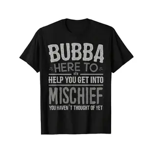 100% Cotton Mens Casual Round Neck Short-Sleeve Top, Menswear Bubba T-Shirt from Grandchildren for Men's Fathers Day Gifting
