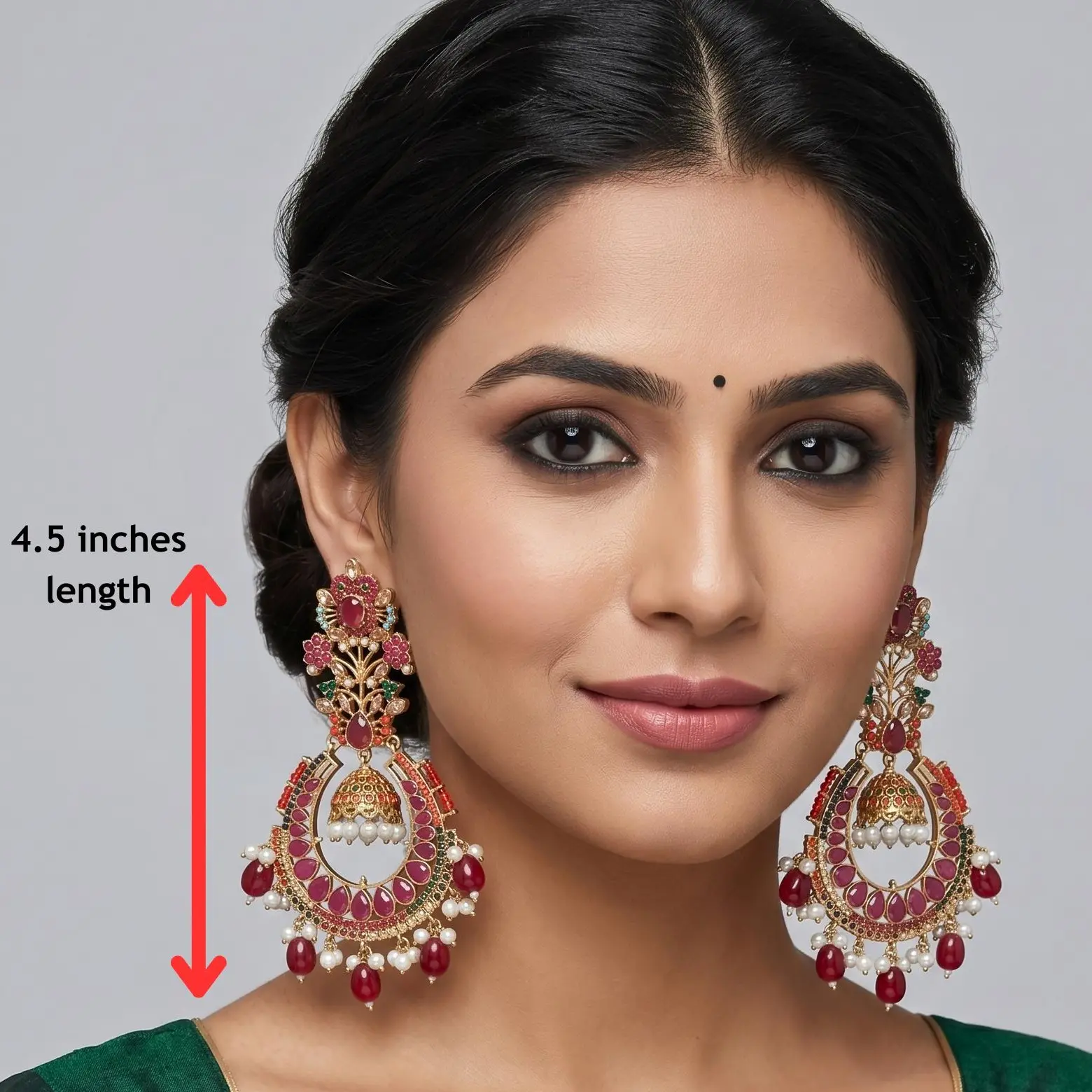 Nauratan Statement Long Earrings - Perfect for weddings, Eid & festive gifting