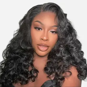 CurlyMe Wear Go Ocean Wave Pre-bleached Hair Pre-cut HD Lace Front Glueless Wigs