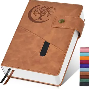 365 Page A5 Leather Journal for Men and Women, Durable Business and Travel Diary, College Rule Notebook 5.7"x8.5" Essential for Work and School, Portable Notebook