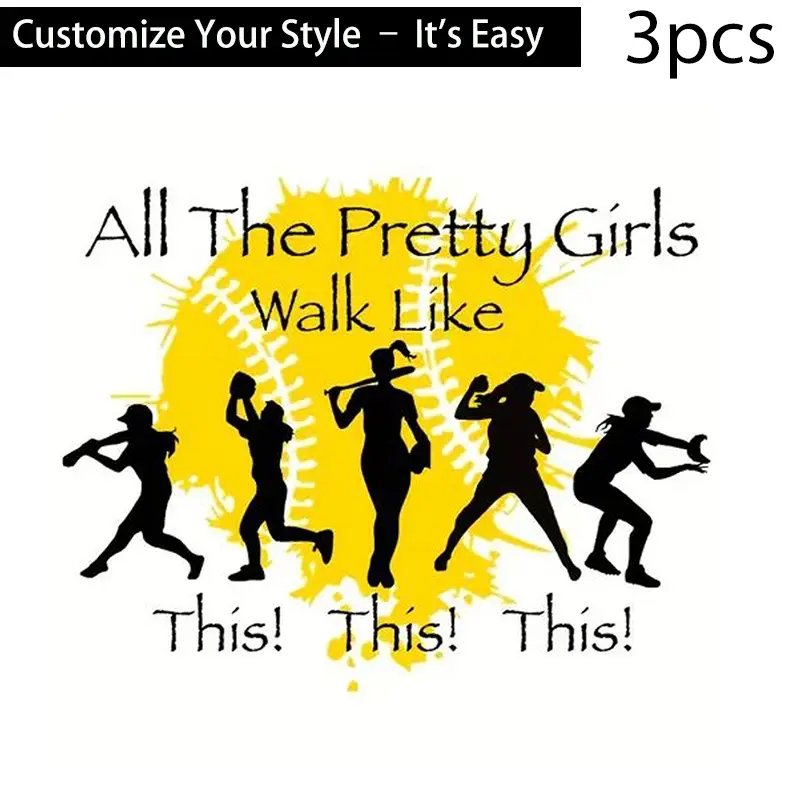 3pcs All The Pretty Girls Walk Like This! Disney Character Heat Transfer Stickers, High-Definition, Tear-Resistant, DIY Iron-On Decals, Durable Plastic for T-Shirts, Pillows, Backpacks, Cushions