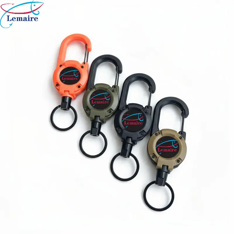 Lemaire 3-in-1 Retractable Pull Reel Carabiner Keychain with Strong Steel Wire Rope Buckle Compact Outdoor Sport Tool for Camping & Hiking 64cm Length Multifunctional Organizing Essentials Assorted Color Carabiners Pack Quick