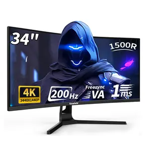Gawfolk 34" Ultrawide Curved Gaming Monitor – 200Hz, 1500R, UWQHD 3440x1440, 21:9, 120% sRGB, Adaptive Sync, Built-in Speaker, DP+HDMI, VESA Wall-Mount