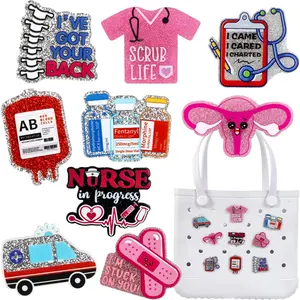 L-BR012 Nurse Charms for Bogg Bags Insert Accessories Decoration ，fits for Simply Southern Rubber Beach Totes