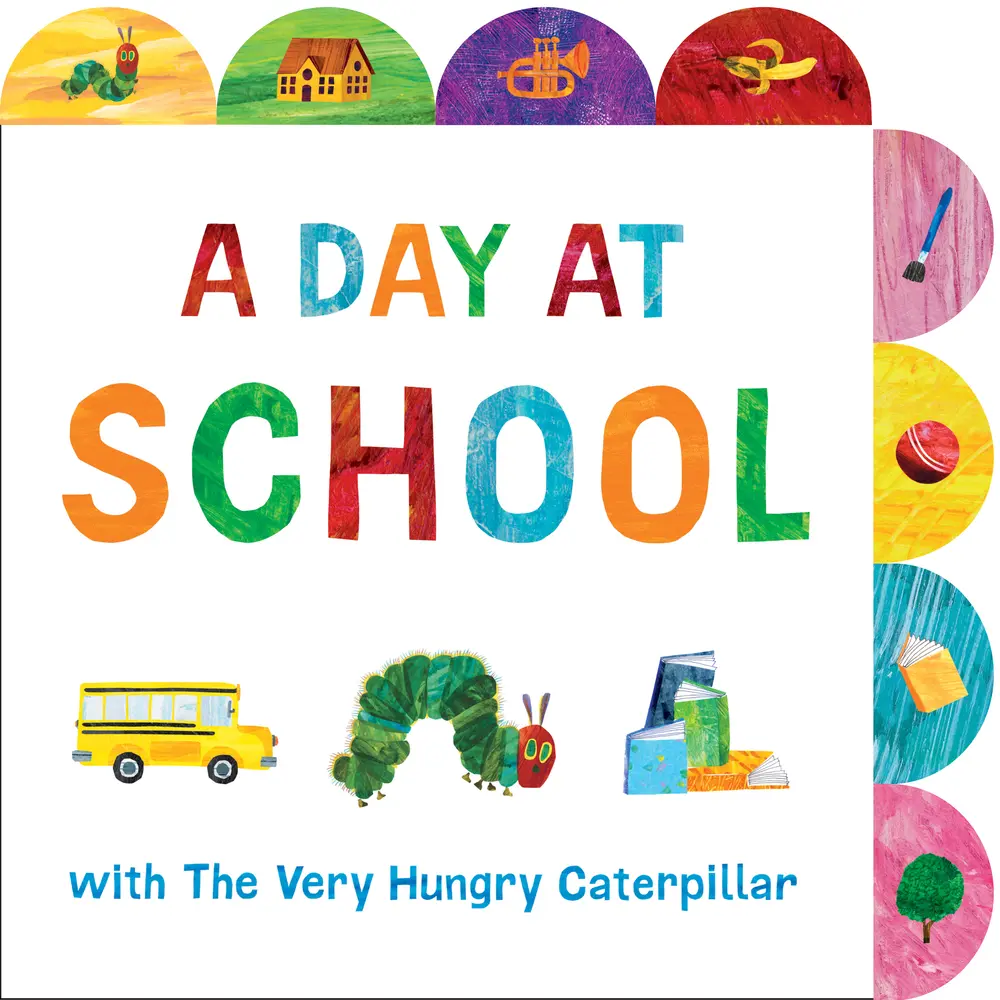 USED Book - A Day at School with the Very Hungry Caterpillar: A Tabbed Board Book by Carle, Eric (Board book) - english