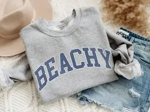 Beachy T-Shirts, Crewneck Sweatshirts & Pullover Hoodie, Summer Beach Pullover, Coastal Vibes Sweatshirt, Beach Holiday Outfit, Gift for Beach Lovers RWTE