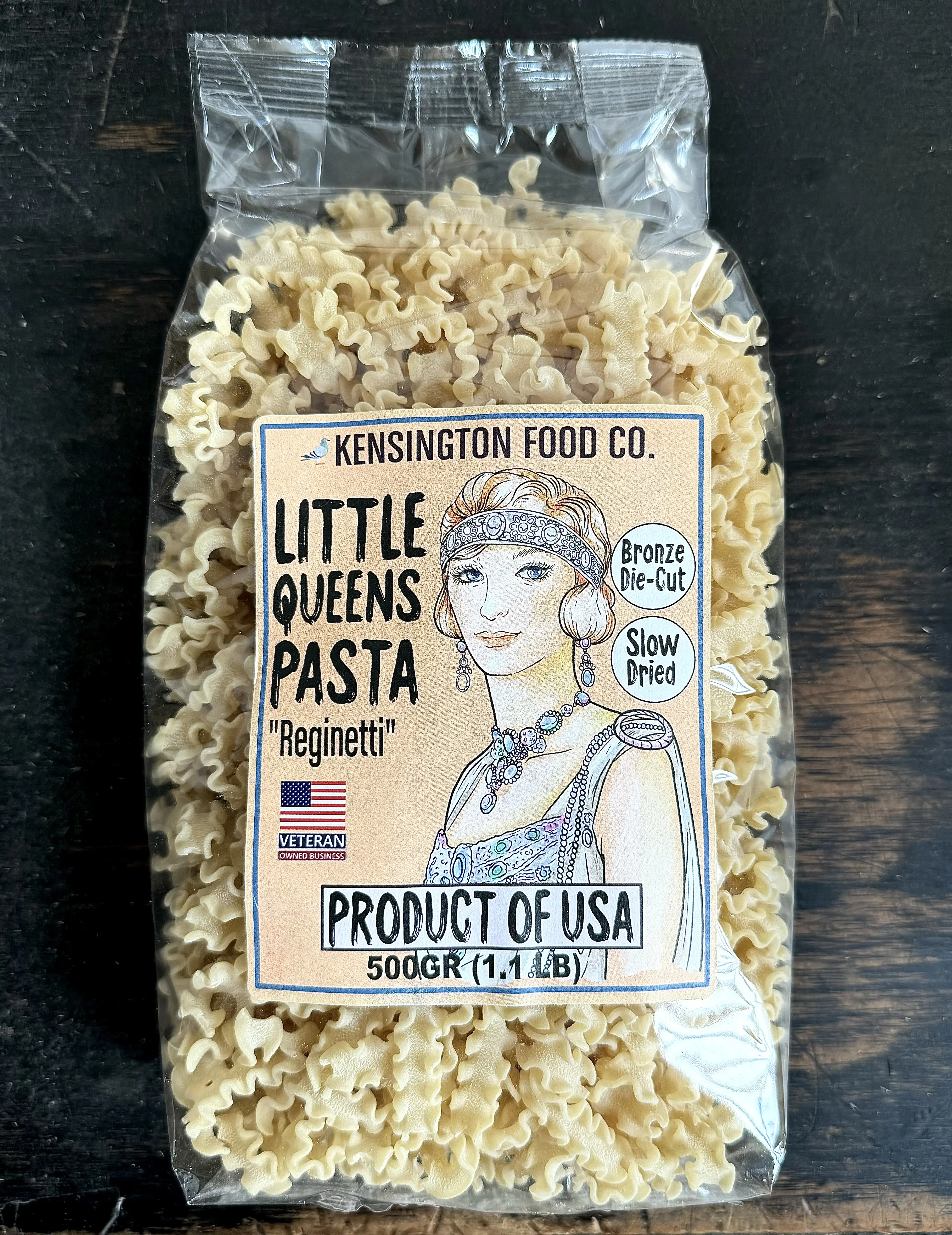 (3 Pack) Kensington Little Queens "Reginetti" Pasta - Slow Dried and Bronze Dye Cut