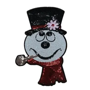 12 Inch Vintage Snowman Sequin Patch | Christmas patch | Sequin iron on patch | Trendy Patches | Holiday Patches