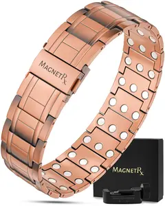 MagnetRX 3X Strength Copper Magnetic Bracelet (Stealth) - Pure Copper Bracelets for Men - Adjustable Length, Hypoallergenic, Sizing Tool & Gift Box Included
