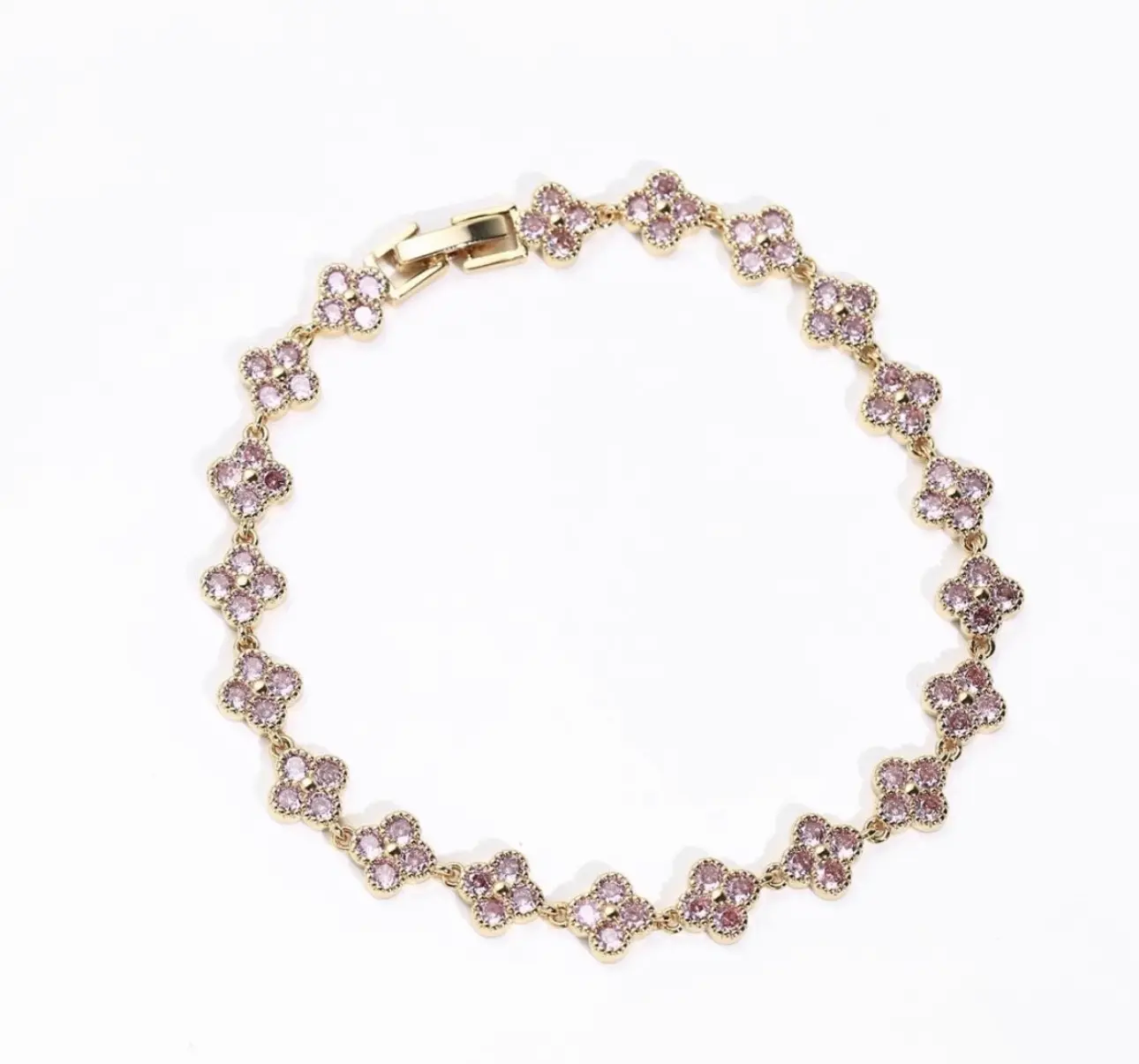 Sazaya Products Floral Crystal Link Bracelet for Women – 8 Inch (20 cm) Gold or Silver Tone Flower Bracelet with Sparkling Crystal Accents, Elegant Fashion Jewelry for Everyday Wear, Parties & Gift Giving