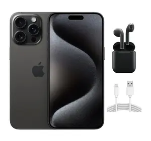 Refurbished Apple iPhone 15 Pro Max A2849 (Unlocked) Acceptable Condition with Wireless Earbuds & 1 Year Warranty