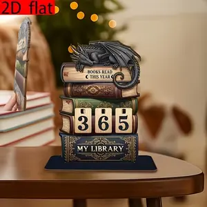 2D DIY Book Reading Tracker, Medieval Dragon Design, Book Counting Tool, Shelf Decor, Interior Decoration Accessories, Gift for Readers, Fantasy Fans, Home Decor Accessory, Decorative Home Ornament