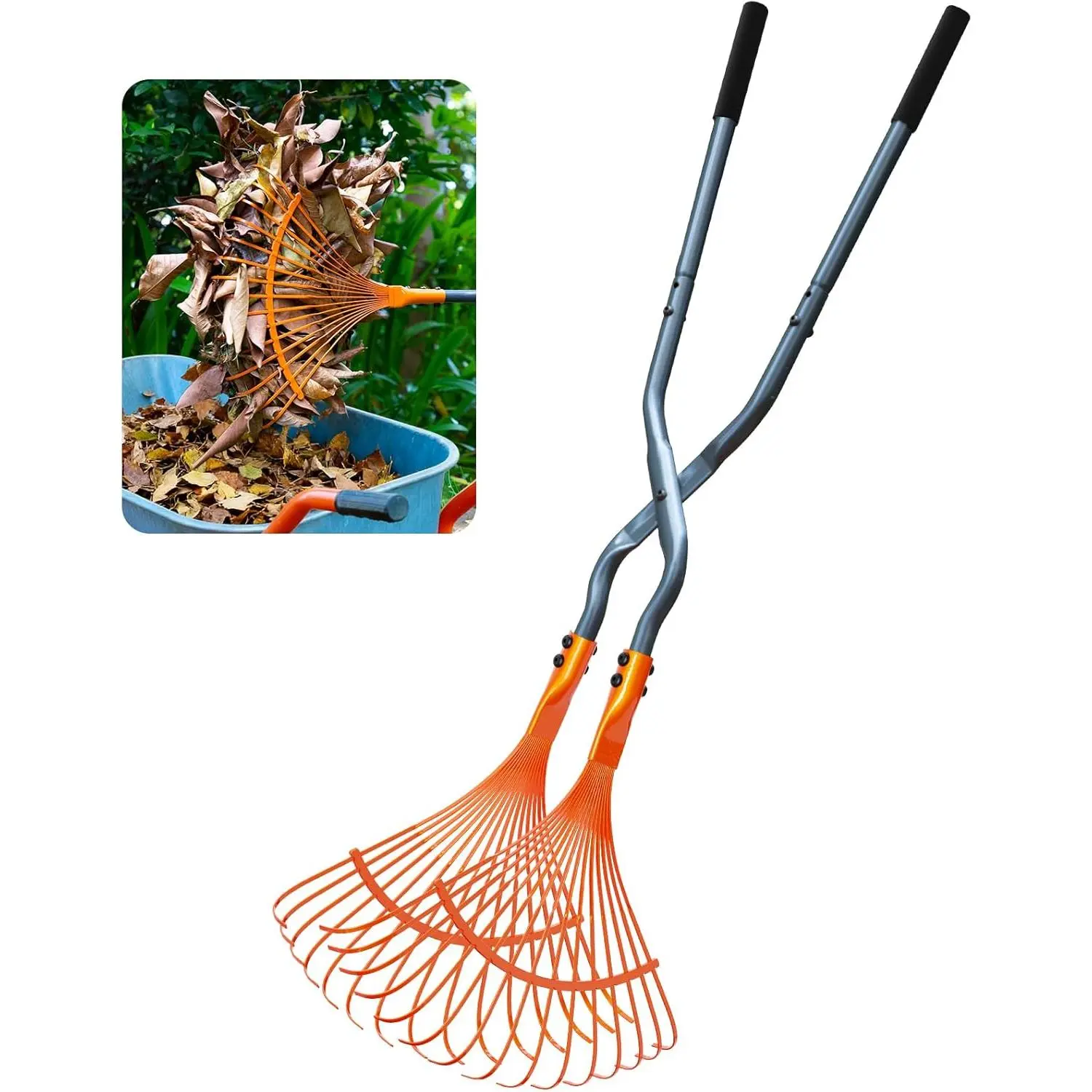Yard Leaf Grabber Reach Tool - Long Steel Handle, Wide Steel Claw Grip, Cushioned Grip for Leaves, Lawn Clippings, Twigs Yard Waste, Wide Claw Grip