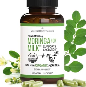Lactation Supplement - Organic Moringa Capsules for Breastfeeding Support to Increase Breastmilk Supply (120 ct) Pure Malunggay Leaf Powder for Milk Production Booster & Postnatal Vitamins A E K 500mg
