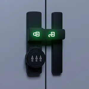 Password Door Lock, 180 Degree Sliding Door Lock with 3-digit Combination Lock, Gate Garage Shed Window Lock Bolt, No Key Bathroom Bedroom Cabinet Lock, Luminous Sign, No Key Required, Sliding Feature, Keyless Entry Lock