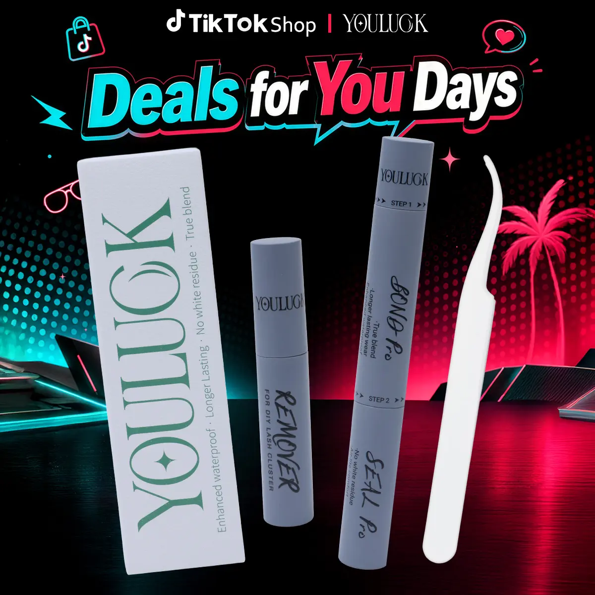 YOULUCK Waterproof Bond & Seal & Remover Manga Lashes for Girls Ultra-Thin Invisible Band Long-Lasting DIY Eyelash Extensions False Eyelashes Flawless Makeup