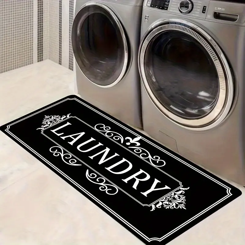 Letter Print Aesthetic Non-Slip Floor Mat - Soft, Durable, Washable for Kitchen, Living Room, Bedroom, Entryway, Mornings