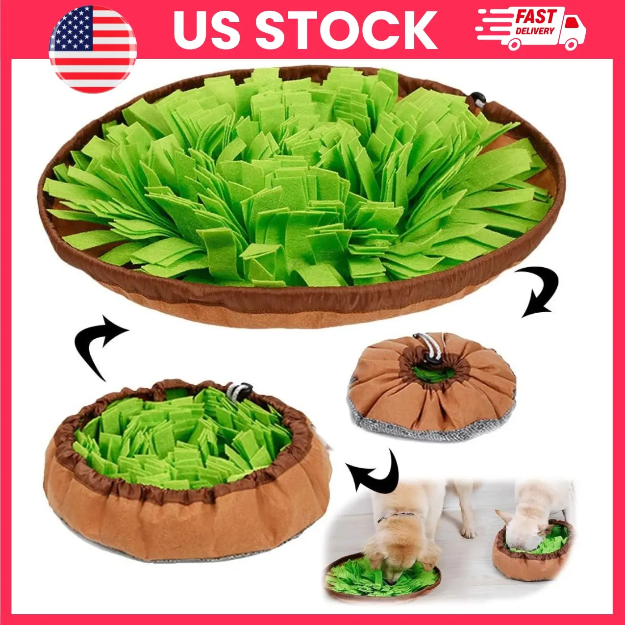 Pet Snuffle Mat for Dogs, Interactive Dog Feeding Mat, Dog Puzzle Toy for Bored Dogs, Slow Feeder Sniffing Training Blanket for Cats & Dogs, Portable Non Slip Pet Foraging Bowl for Indoor Outdoor Travel, Puppy Enrichment Toys, Dog Treat Dispenser Mat