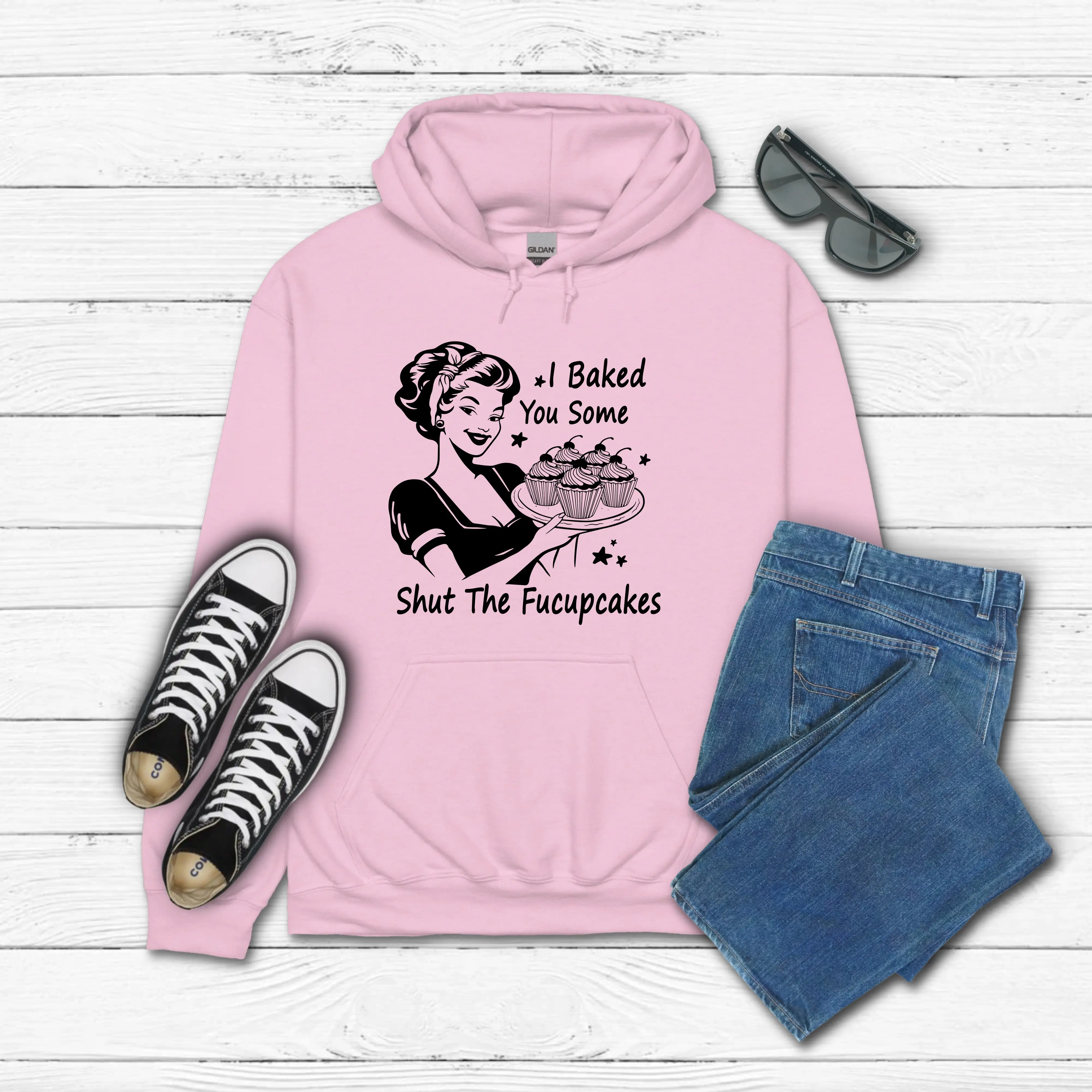 Men's 100% Cotton Printed Cupcake Graphic Hoodie, Casual Longsleeves Pullover Sweatshirt, 3XL All-Season Clothes