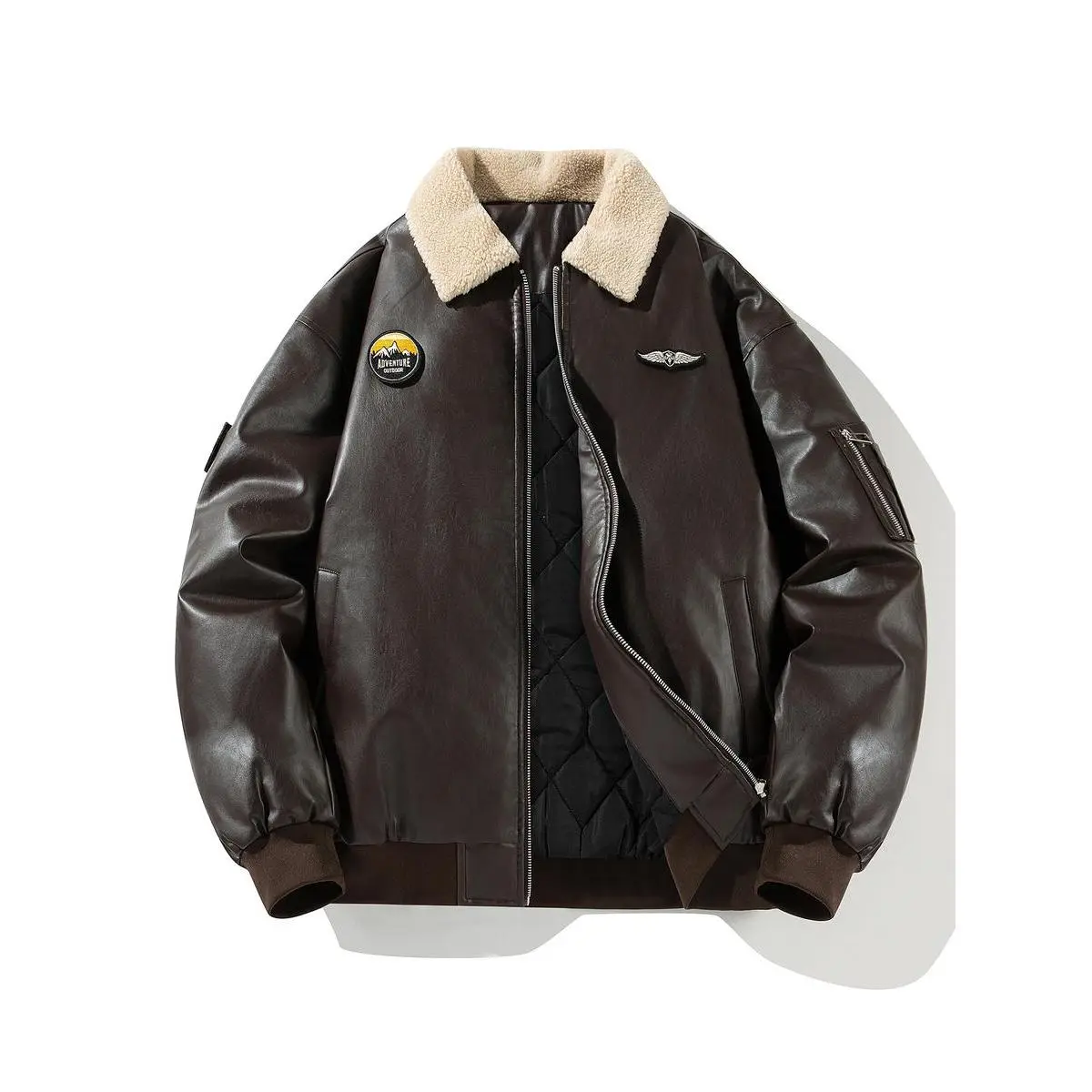 Men's classic faux leather biker jacket - windproof, cotton lined, multi-pocket design for hiking, skiing and outdoor activities, stylish for men and a great winter gift for your boyfriend Puffa jacket windbreaker jackets leather jacket