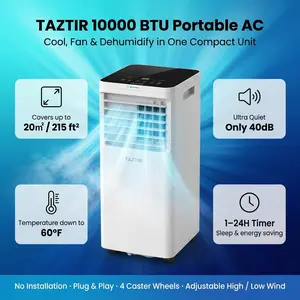 TazTir 10000 BTU Portable Air Conditioner, 3-in-1 Cools 215 Sq.Ft, Quiet AC Unit with Fan & Dehumidifier, LED Display, 24H Timer, Window Kit, for Bedroom/Office/Dorms/Apartment summervibes