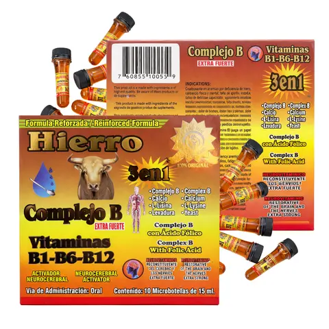 Hierro  Vitamin B12 Antioxidant Dietary Supplement Includes 10 vials  10 en 1