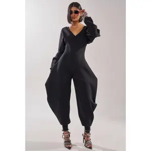 COMFY COZY SWEATSHIRT JUMPSUIT IN BLACK