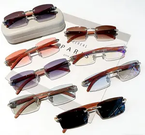 Luxury Metal Frameless Sunglasses for Men and Women Elegant Trimmed Design Fashion Eyewear Modern Lightweight Refined Accents Comfortable Durable