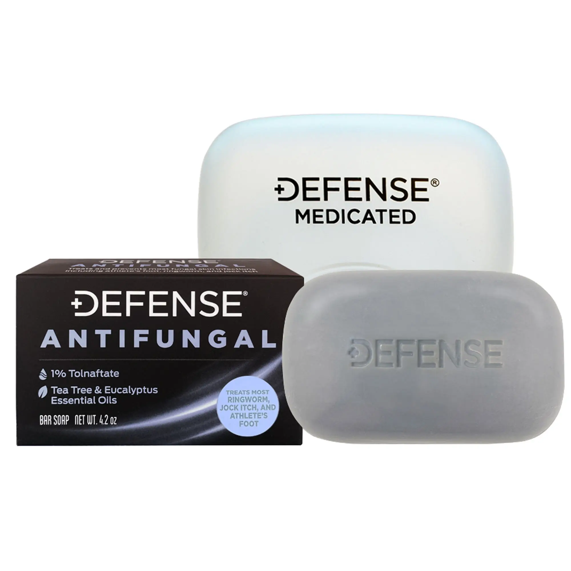 Defense Soap 4 oz. Antifungal Medicated Body Bar Soap with Soap Dish