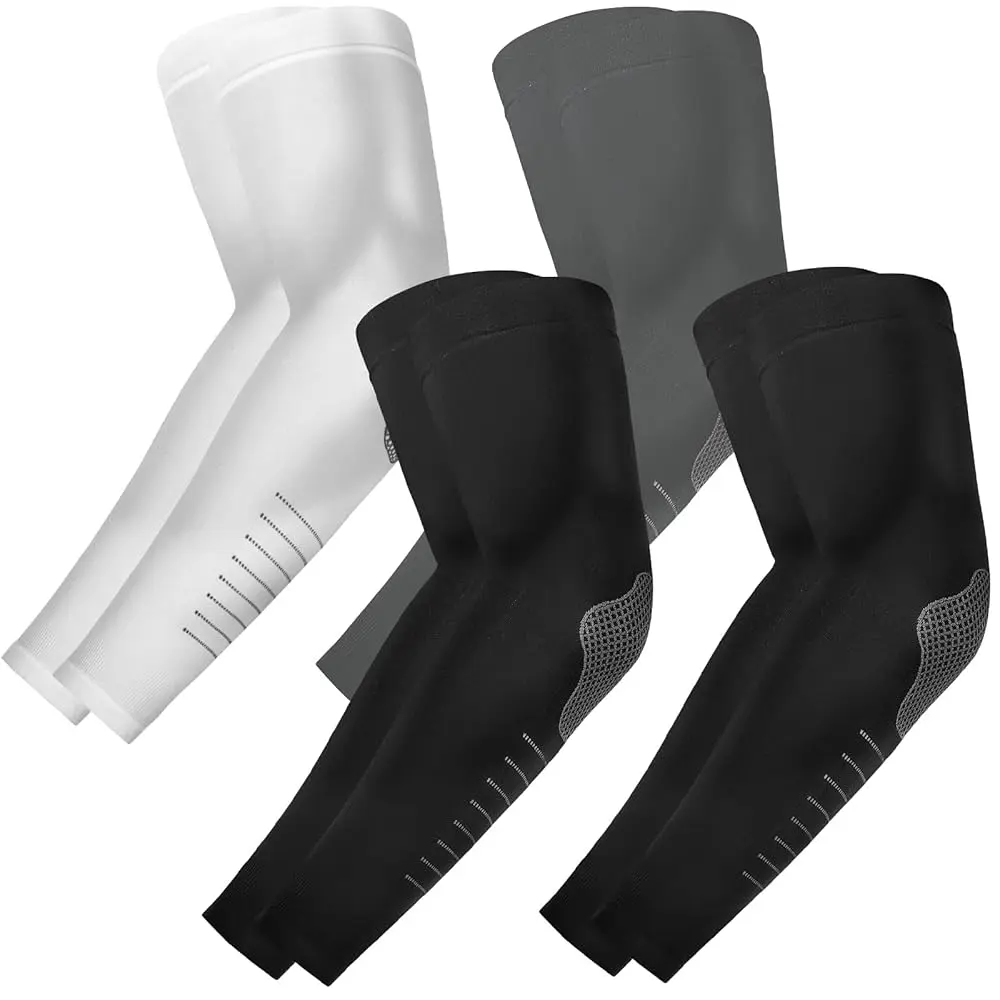 4 Pairs UV Protective Arm Sleeves for Men - Cooling Compression Arm Shaper, Sports Sun Protection Covers for Golf, Arm Shaper Compression