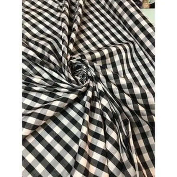 Black & white shantung Plaid fabric 54” wide, sold by the yard