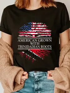 100% Cotton Trinidadian Roots, Flag Of Trinidad And Tobago T-Shirt T-Shirt Breathable Fabric