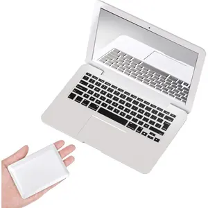 Mini Laptop Mirror, 1 Pcs Small Laptop Shaped Mini Compact Mirror Portable Small Pocket Mirrors Folding Computer Mirrors for Dollhouse Pet Travel Home Makeup Decorations (White)