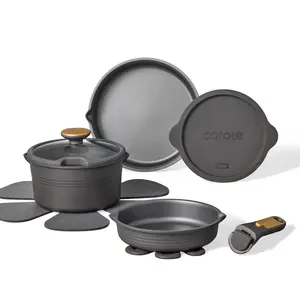 [Official] CAROTE 10Pcs Nonstick Cookware Set with Detachable Handle, Space Saver Pots and Pans Set Dishwasher/Fridge/Oven Safe, Induction Available