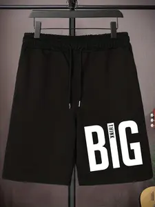 Men's Plus Size Print Drawstring Flat Front Active Shorts Plain Color Oversized Elastic Short Sports Pants for Spring Summer for Big And Tall Guys, PLUS SIZE