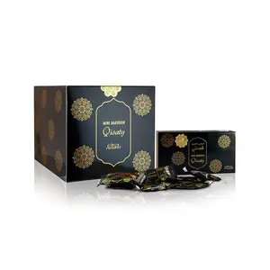 Nabeel Qisaty Mini Scented Bakhoor - 3g x 12 Pieces, Woody Aroma Home Fragrance, Hazard-Free Home Care Supply