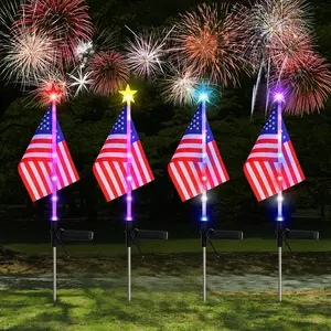 4Pcs American Flag Lights,Solar LED Lights,Solar LED String Lights,Waterproof Led Patriotic Flag Light of The United States for Yard,Garden Decoration,July 4th Independence Day,Labor Day, Festival,Holiday,Party Decoration,Christmas Decorations tiktokshops