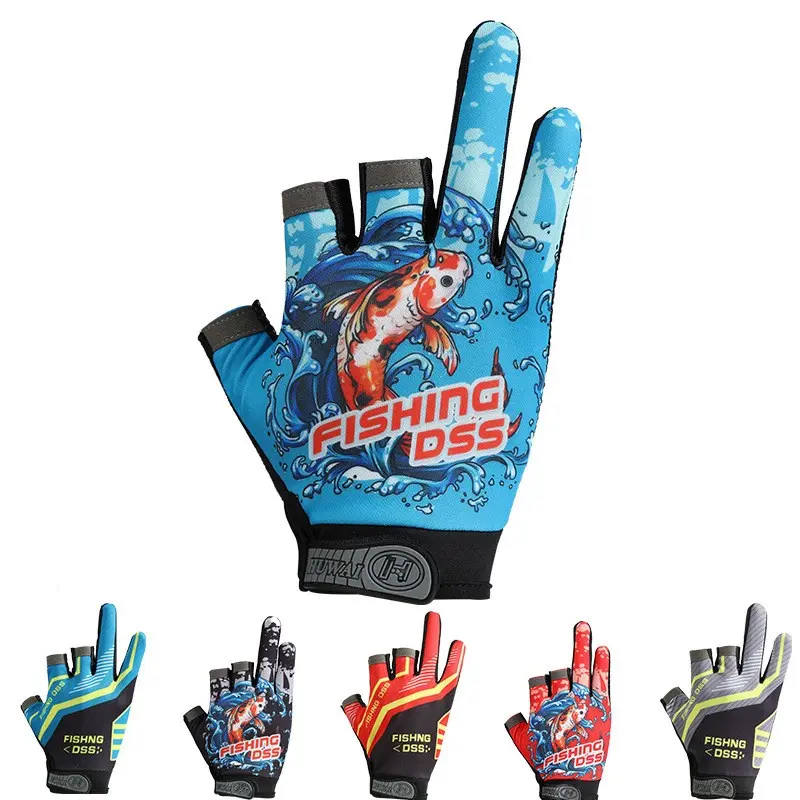 Breathable Fishing Gloves with Three Exposed Fingers, Non-Slip Sport Gloves for Sea Fishing, Durable & Comfortable Design, Outdoor Fishing Equipment