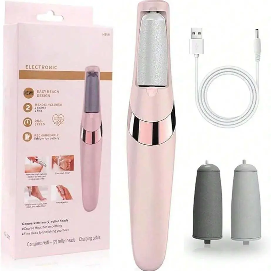 Rechargeable Electric Foot File, Portable Foot Grinder with Replacement Head, Pedicure Machine, Professional Rechargeable Pedicure Tool for Home Foot Care