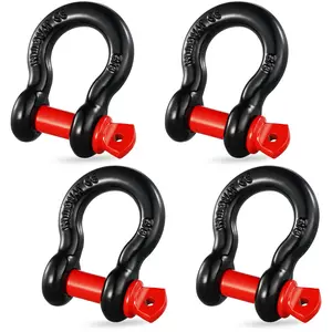 VEVOR 5/8" D-Ring Shackle,  4 Pack Alloy Steel Shackles 28660 lbs (13 Ton) Break Strength with 3/4" Screw Pin, Heavy Duty Off Road Vehicle Recovery Shackle, Towing Accessories for Jeep Truck, Black